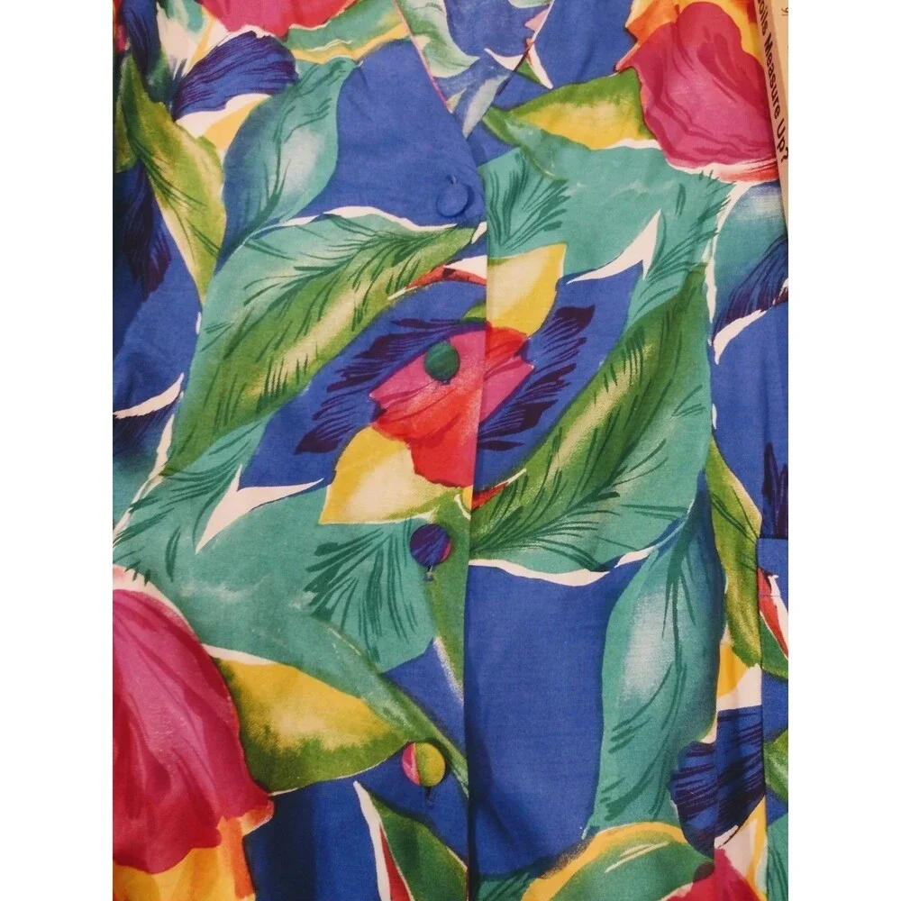 Floral Jacket Ms. Russ Womens Cardigan Vintage 20W Colorful